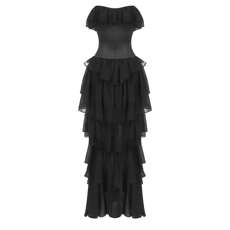 Strapless Ruffle Tiered Maxi Dress H6719
