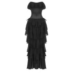 Strapless Ruffle Tiered Maxi Dress H6719