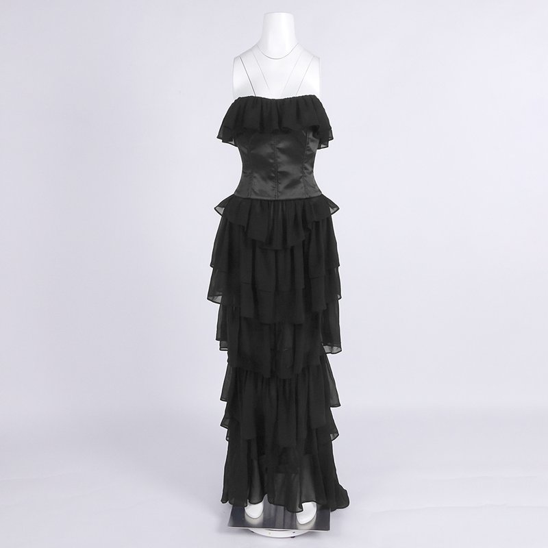 Strapless Ruffle Tiered Maxi Dress H6719