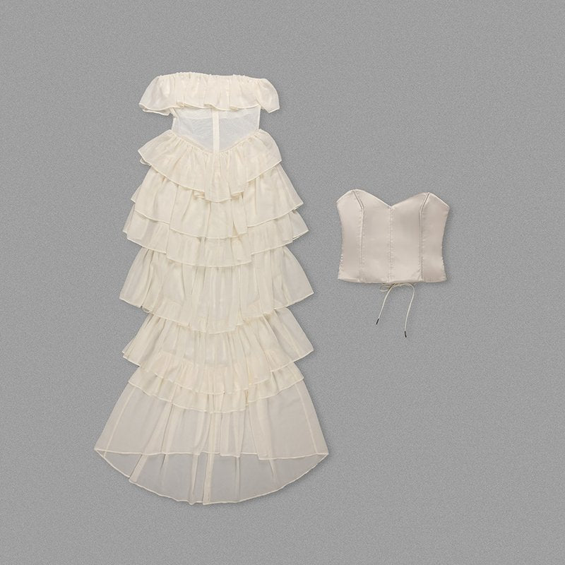 Strapless Ruffle Tiered Maxi Dress H6719