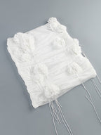 Strapless Ruffle White Midi Dress H6855
