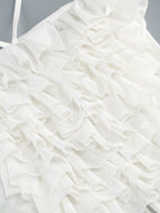 Strapless Ruffle White Midi Dress H6855