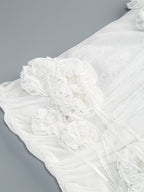 Strapless Ruffle White Midi Dress H6855