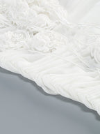 Strapless Ruffle White Midi Dress H6855