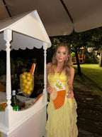 Strapless Ruffle Yellow Maxi Dress H7100