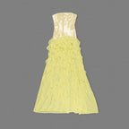 Strapless Ruffle Yellow Maxi Dress H7100