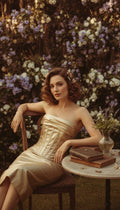 Strapless Satin Corset Midi Dress H7059
