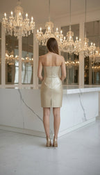 Strapless Satin Corset Midi Dress H7059