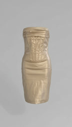 Strapless Satin Corset Midi Dress H7059