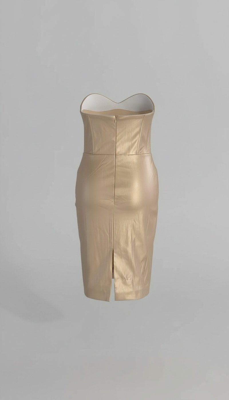 Strapless Satin Corset Midi Dress H7059