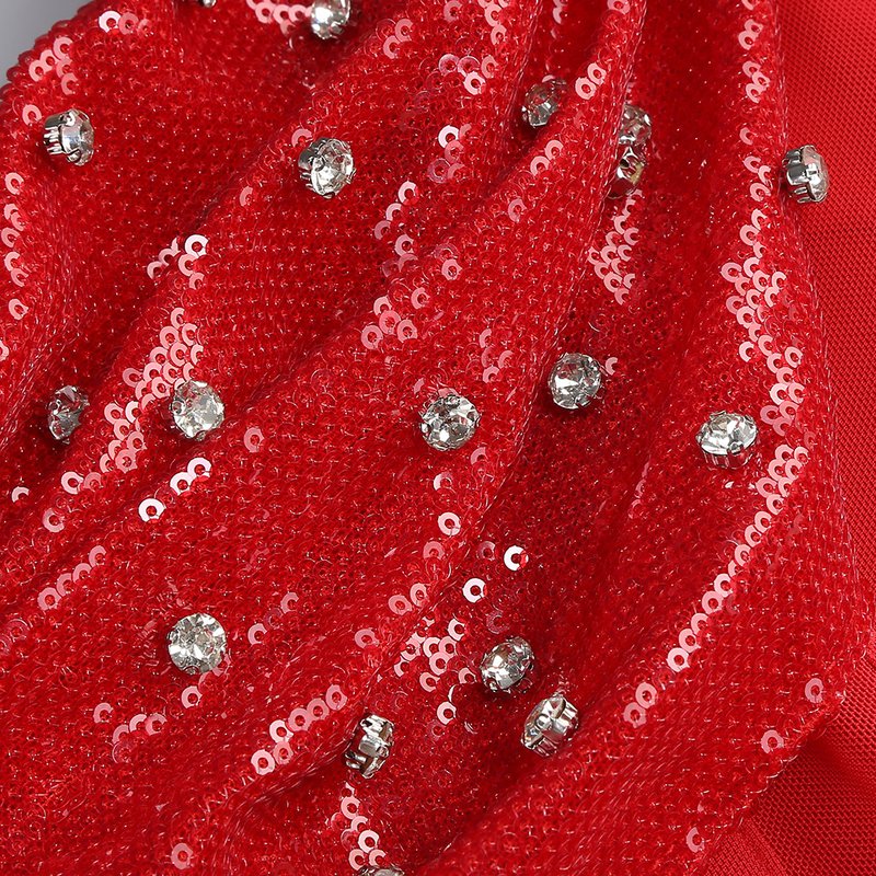 Strapless Satin Red Maxi Dress H6437