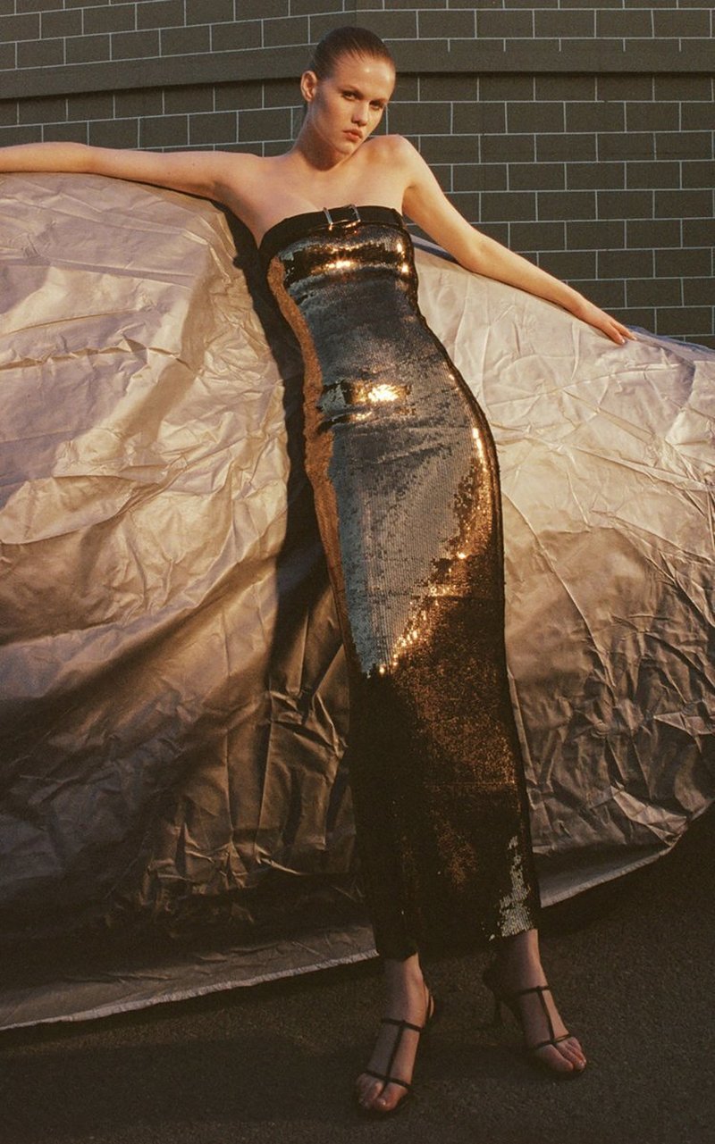 Strapless Sequin Bandage Maxi Dress H6014