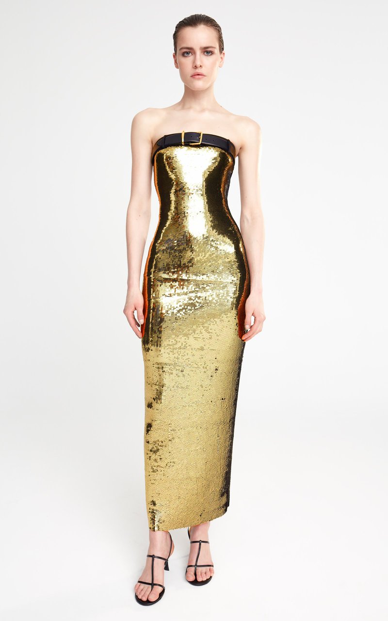 Strapless Sequin Bandage Maxi Dress H6014