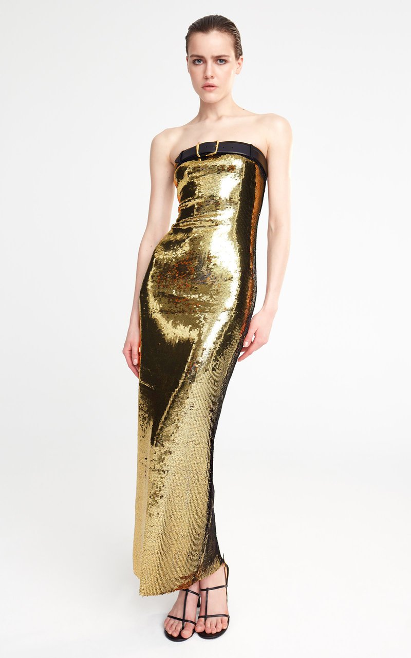 Strapless Sequin Bandage Maxi Dress H6014