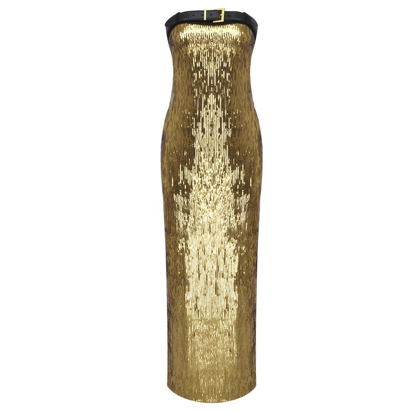 Strapless Sequin Bandage Maxi Dress H6014