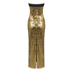 Strapless Sequin Bandage Maxi Dress H6014