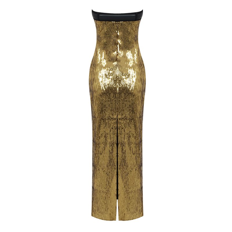 Strapless Sequin Bandage Maxi Dress H6014