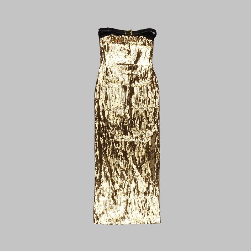 Strapless Sequin Bandage Maxi Dress H6014
