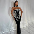 Strapless Sequin Bandage Maxi Dress H6644