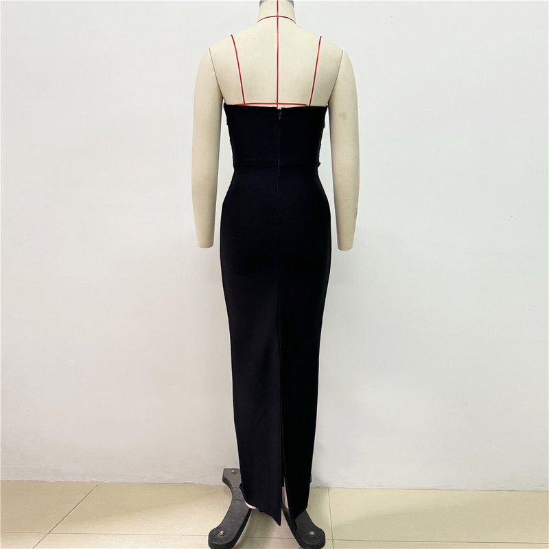 Strapless Sequin Bandage Maxi Dress H6644