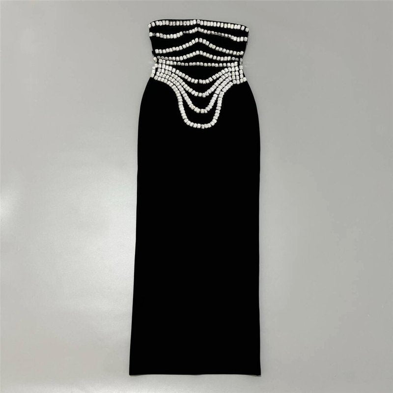 Strapless Sequin Bandage Maxi Dress H6644