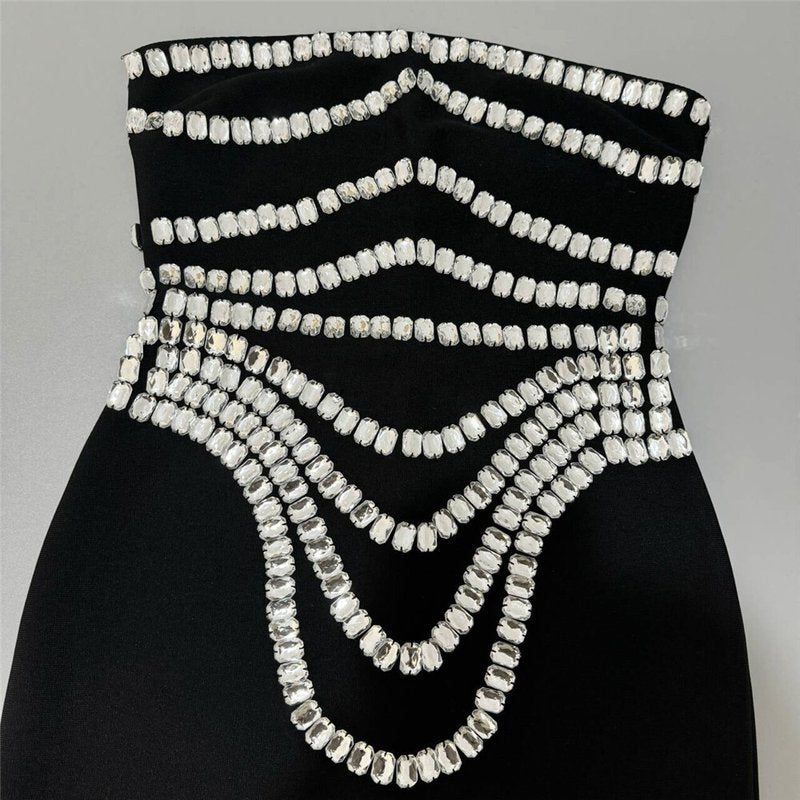 Strapless Sequin Bandage Maxi Dress H6644