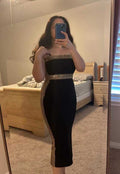 Strapless Sequin Bandage Midi Dress H6459