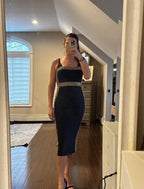 Strapless Sequin Bandage Midi Dress H6459