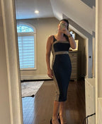 Strapless Sequin Bandage Midi Dress H6459