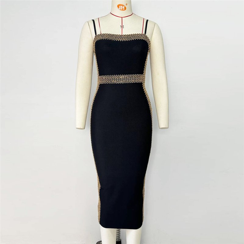 Strapless Sequin Bandage Midi Dress H6459