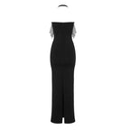 Strapless Sequin Black Maxi Dress H5479