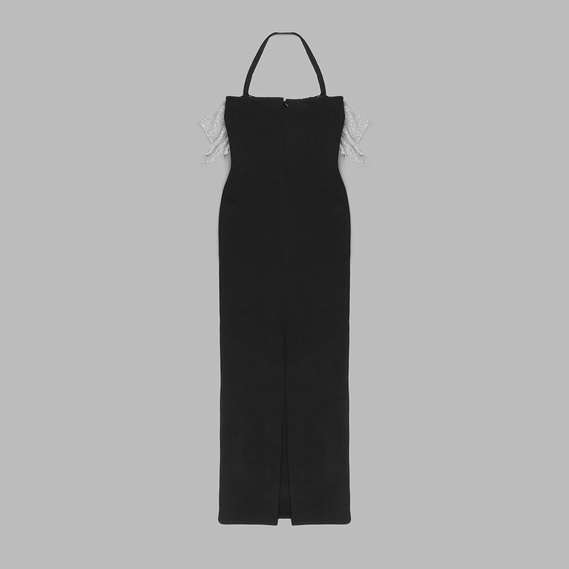 Strapless Sequin Black Maxi Dress H5479