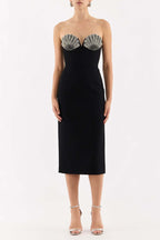Strapless Sequin Bustier Midi Dress H6680