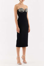 Strapless Sequin Bustier Midi Dress H6680