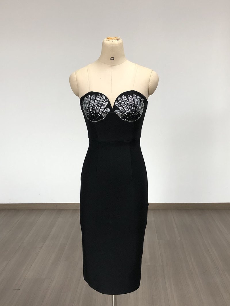 Strapless Sequin Bustier Midi Dress H6680