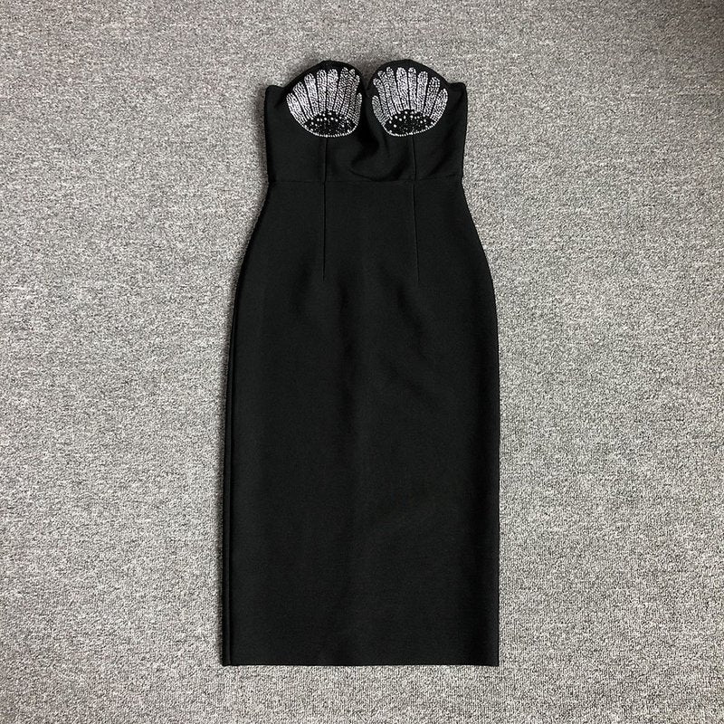 Strapless Sequin Bustier Midi Dress H6680