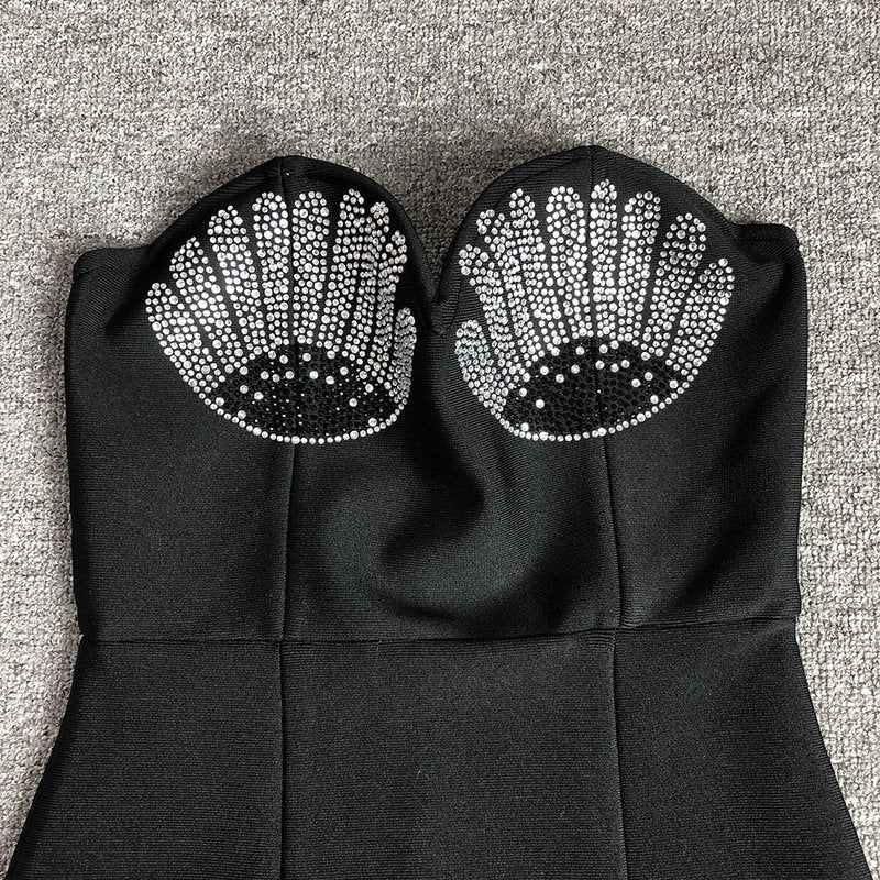 Strapless Sequin Bustier Midi Dress H6680