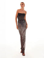 Strapless Sequin Embellished Maxi Dress H6355