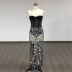 Strapless Sequin Embellished Maxi Dress H6355