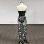 Strapless Sequin Embellished Maxi Dress H6355