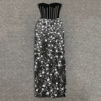 Strapless Sequin Embellished Maxi Dress H6355
