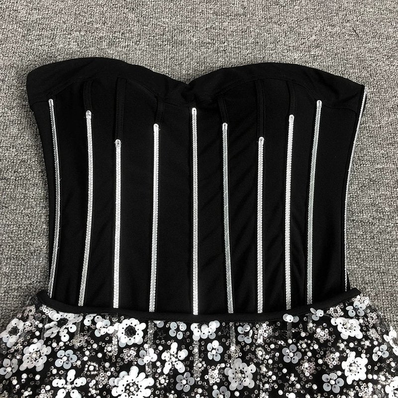 Strapless Sequin Embellished Maxi Dress H6355