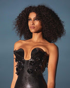 Strapless Sequin Embellished Midi Dress H5982