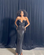 Strapless Sequin Embellished Midi Dress H5982