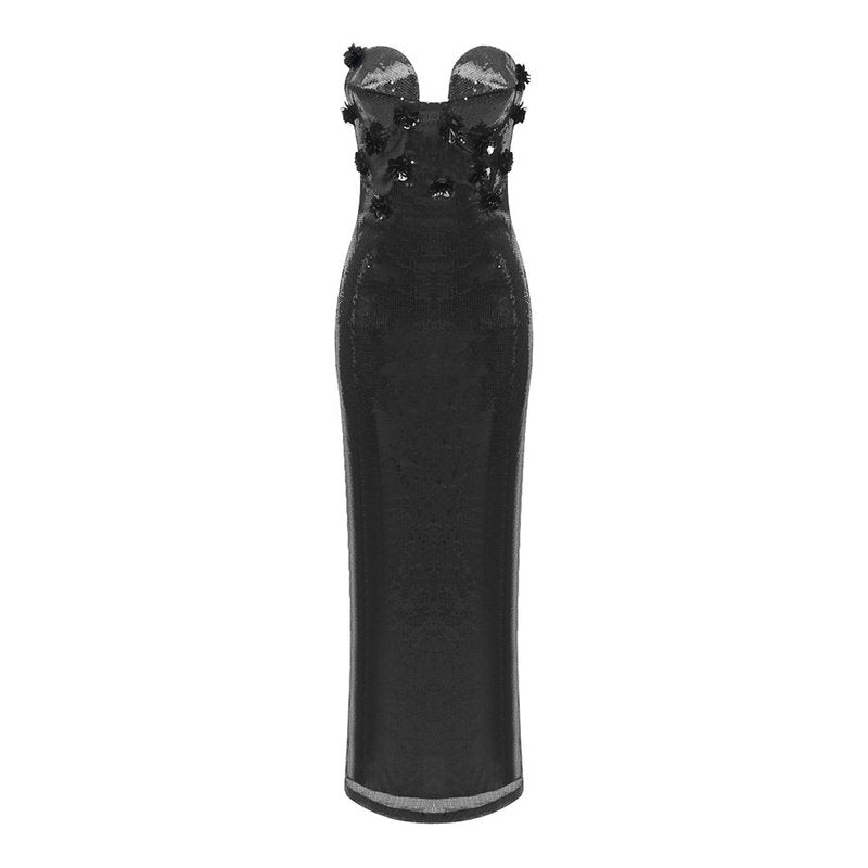 Strapless Sequin Embellished Midi Dress H5982