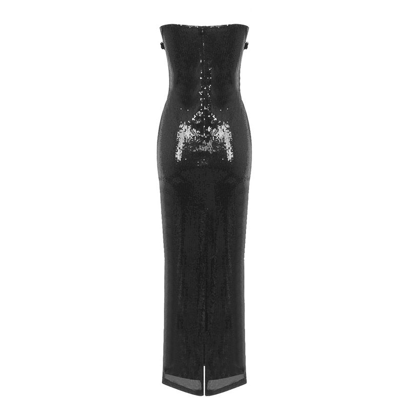 Strapless Sequin Embellished Midi Dress H5982
