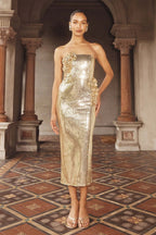 Strapless Sequin Embellished Midi Dress H6763
