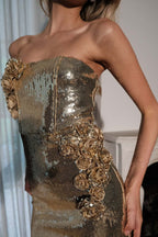 Strapless Sequin Embellished Midi Dress H6763