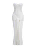 Strapless Sequin Gown with Draped Skirt H7106
