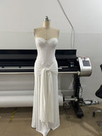 Strapless Sequin Gown with Draped Skirt H7106
